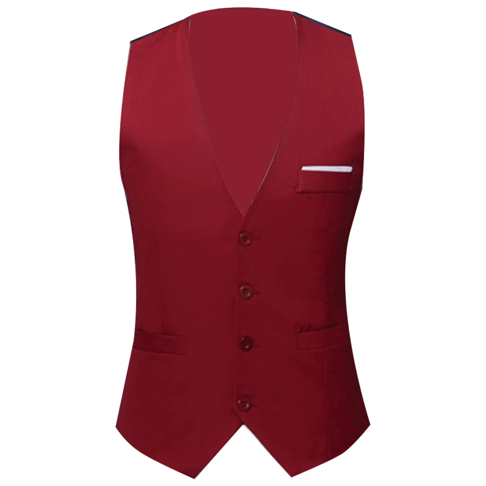 Жилет мужской деловой Приталенный жилет на трех пуговицах из полиэстера и