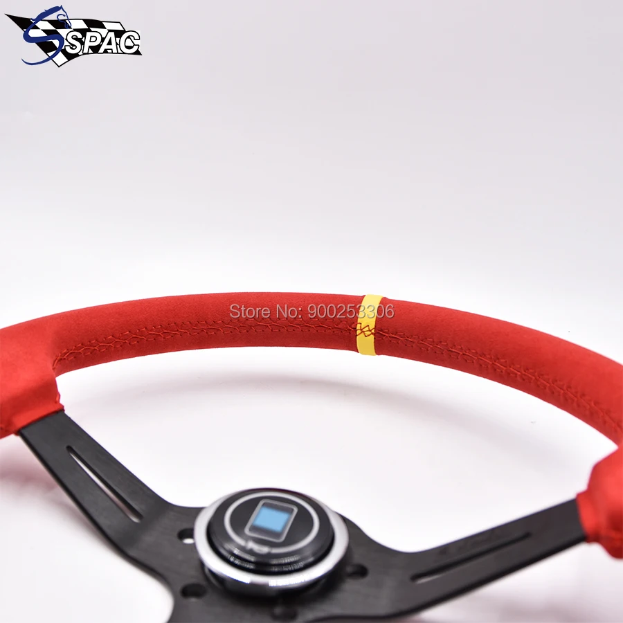 Черная спица Deep Dish замша кожа ND тюнинг Дрифтинг гоночный руль желтая полоска |