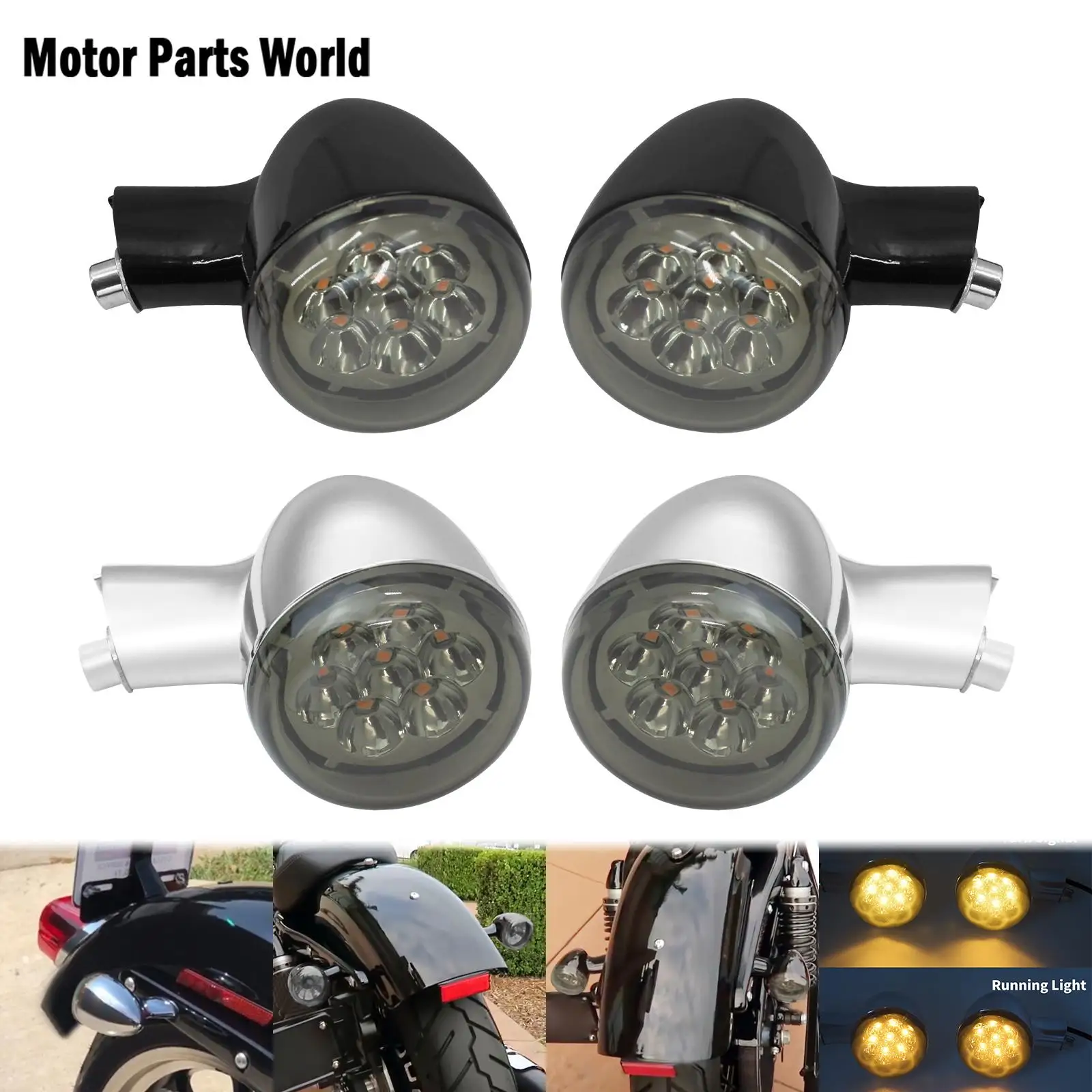 

Motorcycle Rear Amber Turn Signals Lights Short Bracket W/ Lens For Harley Sportster 883 Iron XL1200 Forty Eight Roadster 92-Up