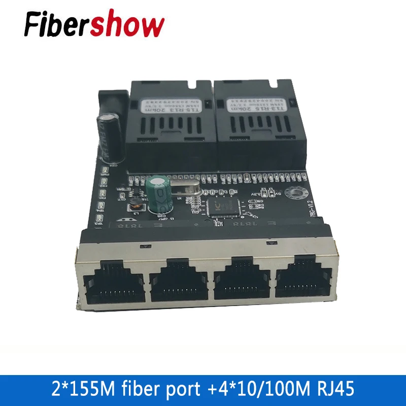 Ethernet волоконный коммутатор 4 RJ45 2 SC оптический медиа конвертер одномодовый порт PCB