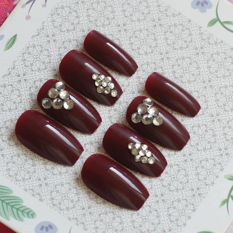 Чистый цвет поддельные ногти балерины 24 pec Кристалл Алмаз вампир прозрачный