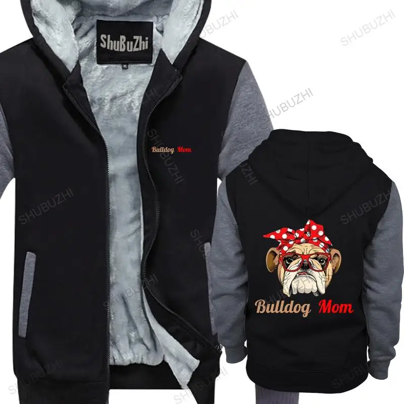 

Men streetwear hooded zipper English Bulldog Mother'S Day Gift Idea For Mommy For Youth Middle-Age The Old fleece jacket