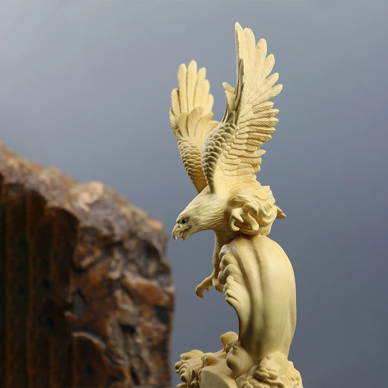 

Самшит 29 см скульптура Орла резьба по дереву, животные статуя счастливый зверь домашний декор