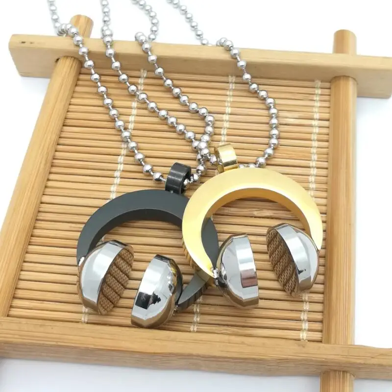2020 hot brand stainless steel headphones pendant necklace collares male choker punk colar rock jewelry for men teenage free global shipping