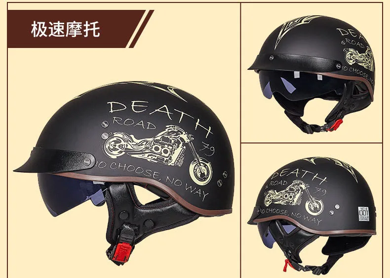 Colour 4 GXT Ретро мотоциклетный шлем, винтажный шлем Casco, мотоциклетный шлем с открытым лицом, мотоциклетный гоночный шлем для верховой езды, с сертификацией в горошек - Цвет: Colour 4