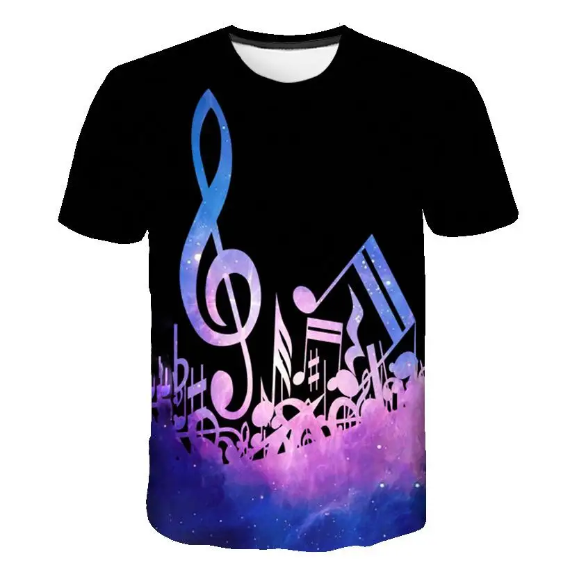 

2021 new musical note 3D printing T-shirt men's and women's hip-hop fashion suit Harajuku T-shirt short-sleeved casual clothing
