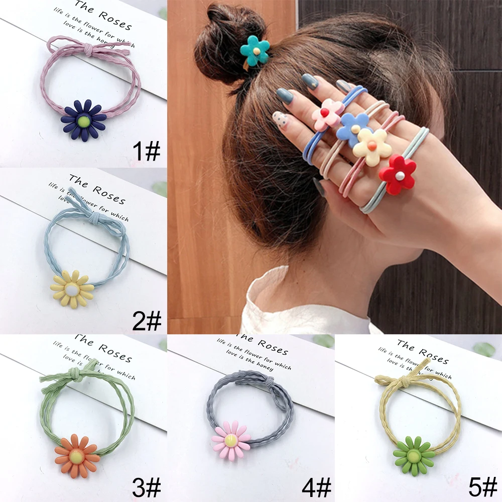 Красочная эластичная Женская резинка для волос в виде Маргаритки|Аксессуары