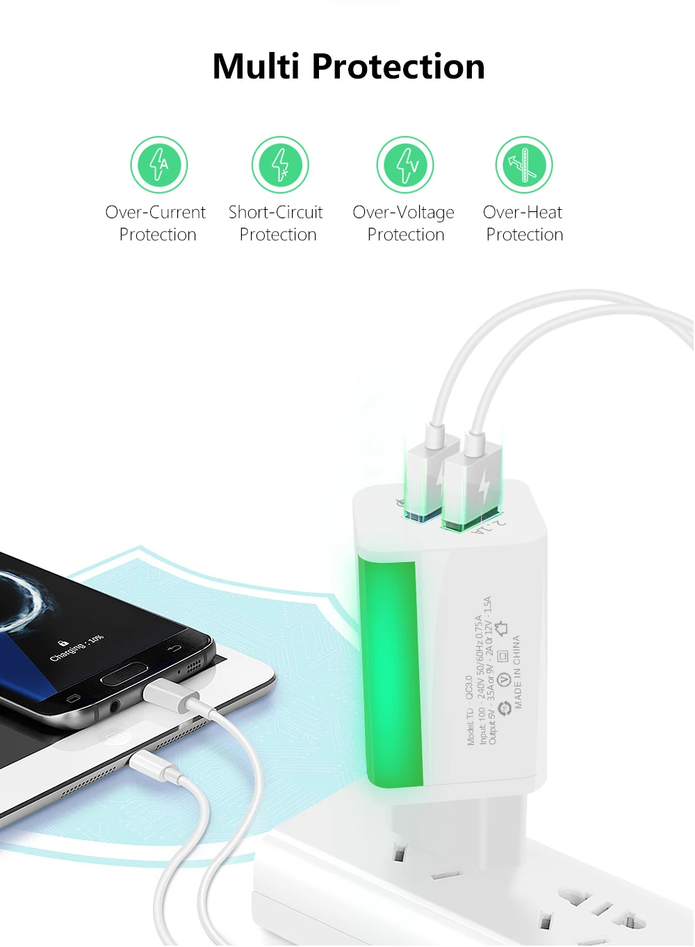 USB-Зарядное устройство Dual 2 порта штепсельная вилка европейского стандарта, 5 В/2A дорожный настенный адаптер Светодиодный светильник USB ЗУ для мобильного телефона для Xiaomi huawei samsung LG iphone
