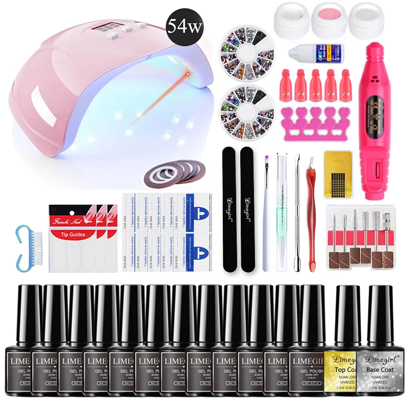 

Набор для маникюра с УФ-лампой светодиодный светодиодной лампой, 18/12/10 шт., набор гель-лаков для ногтей набор инструментов для маникюра, элек...