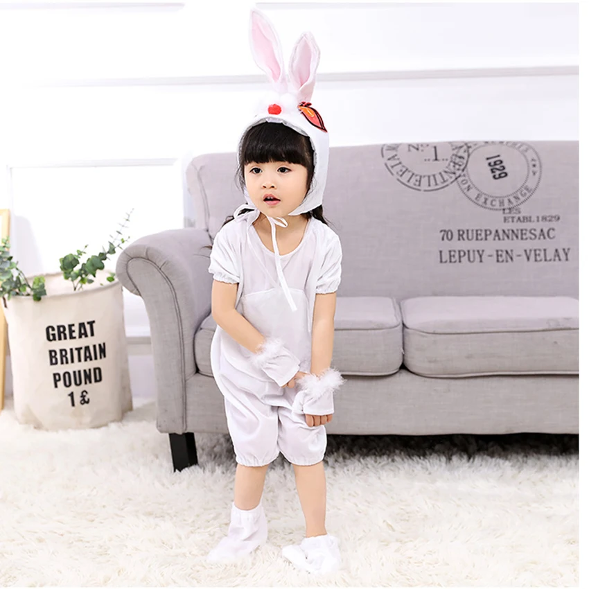 Детские костюмы для косплея с милым розовым кроликом девочек комбинезон зажимом