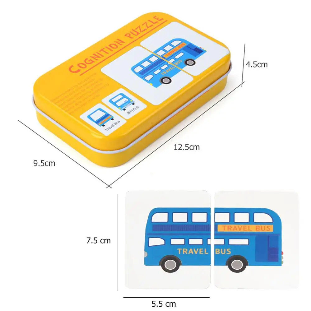 Железная коробка для малышей когнитивные карточки фруктов животных Набор игры в