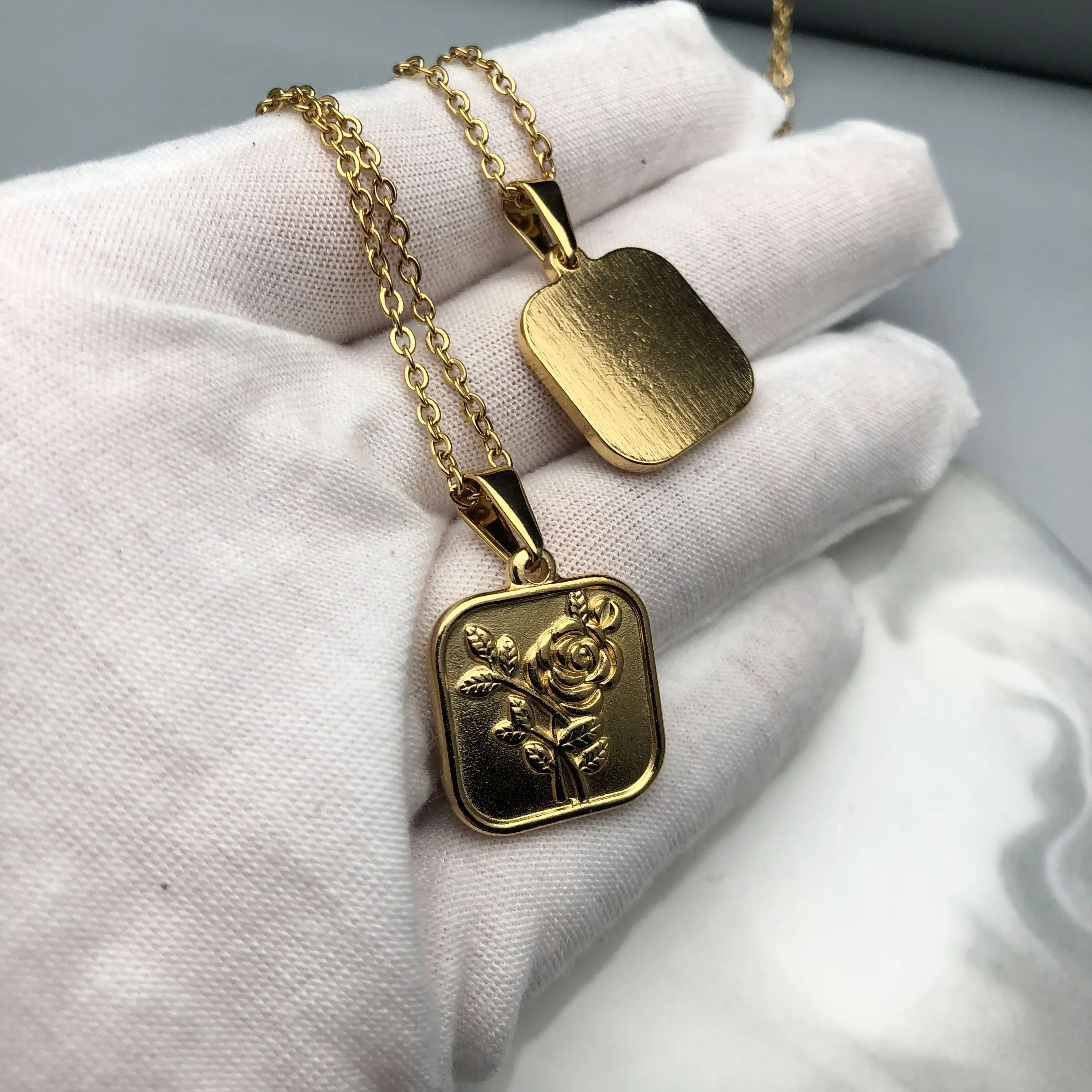 Винтажная подвеска в виде цветка Золотое колье из нержавеющей стали ювелирные