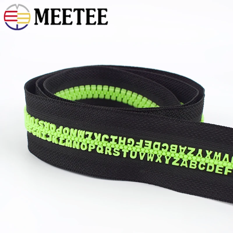 

Meetee 2/4M 5#/8# Resin Coded Zipper Individuality Alphabet Special Code Cutting Zippers + Silder for Backpack Clothes Decor Zip