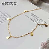 obear 100 925 sterling silver minimalist geometric bright disc choker necklace for fashion women boho jewelry gift