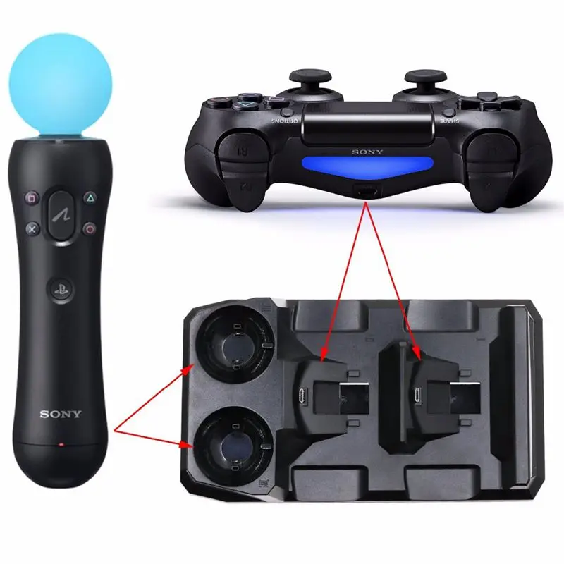 Для Playstation 4 Ps4 Slim Pro Ps Vr Move контроллеры движения в 1 Зарядное устройство Usb зарядная