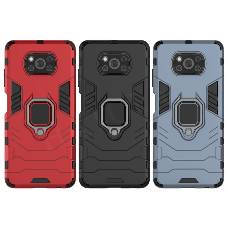 for xiaomi poco x3 nfc f3 case cover redmi note 10 9 pro 9s 9a 9c 9t 10t 10 lite magnetic ring holder armor phone bumper case free global shipping