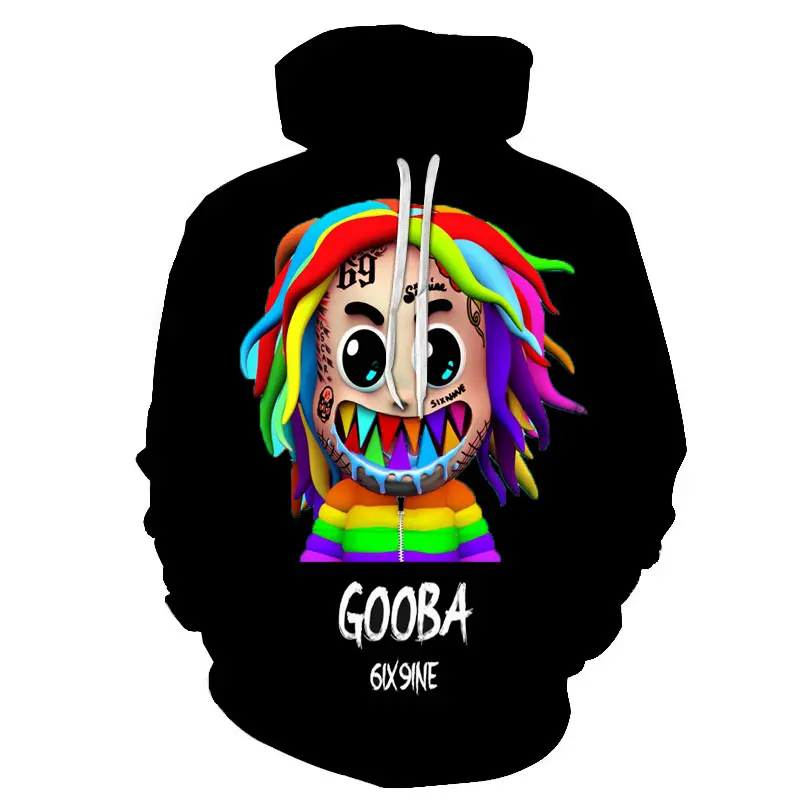 

Gooba 6ix9ine men's hoodies 3d print fashion Autumn winter Sweatshirt Men hip-hop clothes Rapper casual hoodie oversized hoody