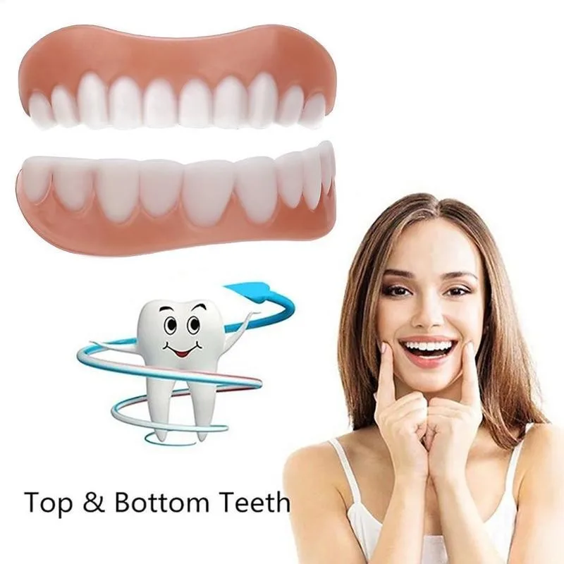 

New Upper And Lower False Teeth Cover Perfect Smile Row Flex Denture Teeth For Double Fake Fit Of Braces Veneers Comfort Pa