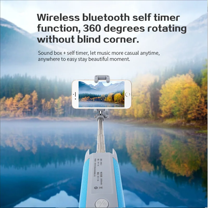 Спорт на открытом воздухе беспроводной Bluetooth динамик с палкой для селфи и фонариком Поддержка FM TF USB power bank для мобильных телефонов