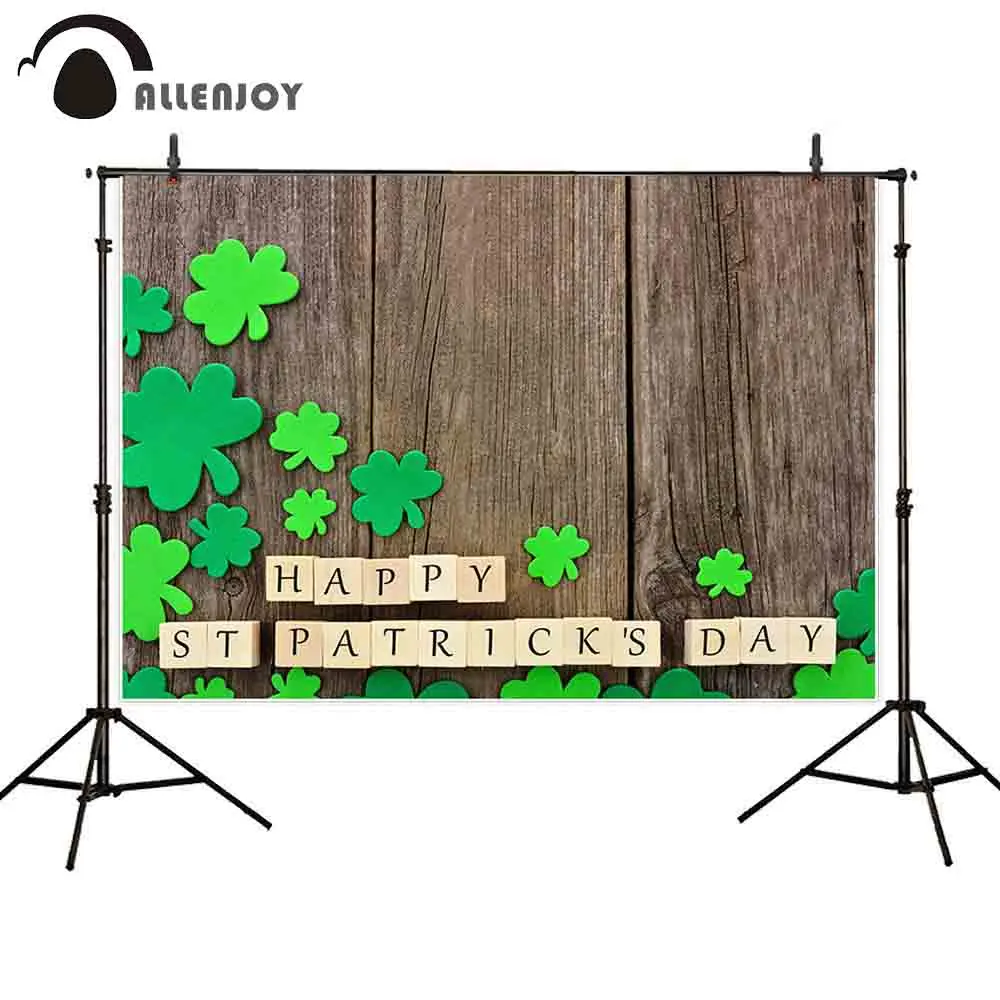 Фон Allenjoy для фотосъемки с изображением клевера Святого Патрика Зеленая