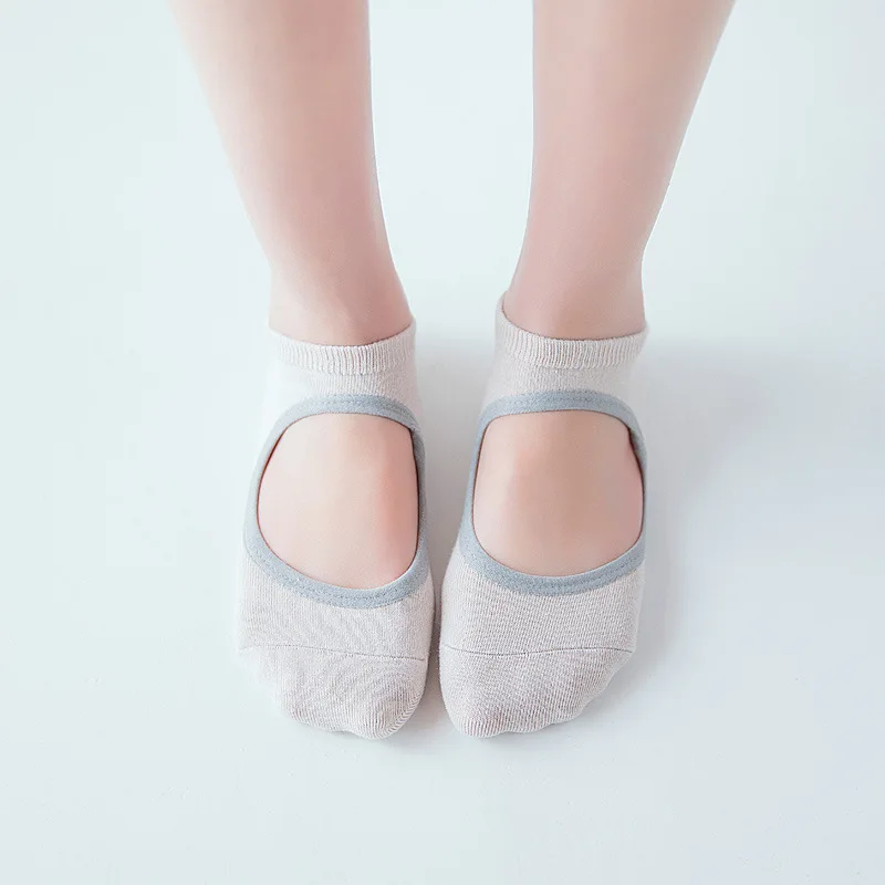 Женские нескользящие носки для йоги с открытой спиной в горошек Пилатес фитнес