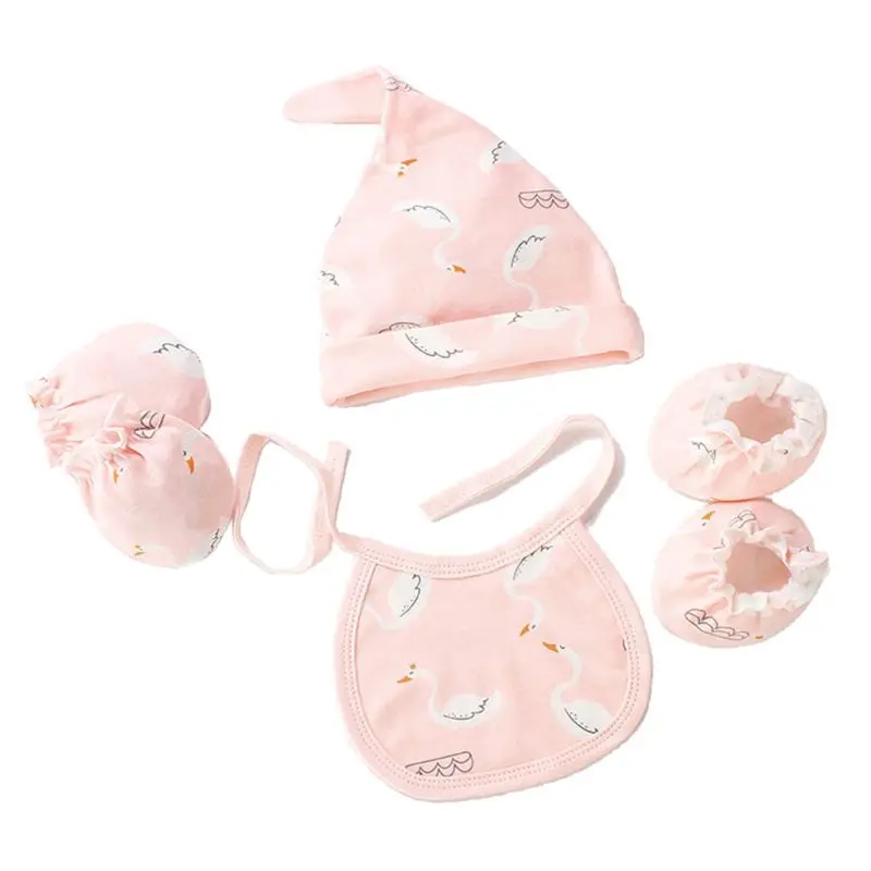 

Baby Mittens Newborn Cap Bibs Baby Cotton Hats Scratch Mitten Gloves Drool Bibs for Baby Unisex 97BE