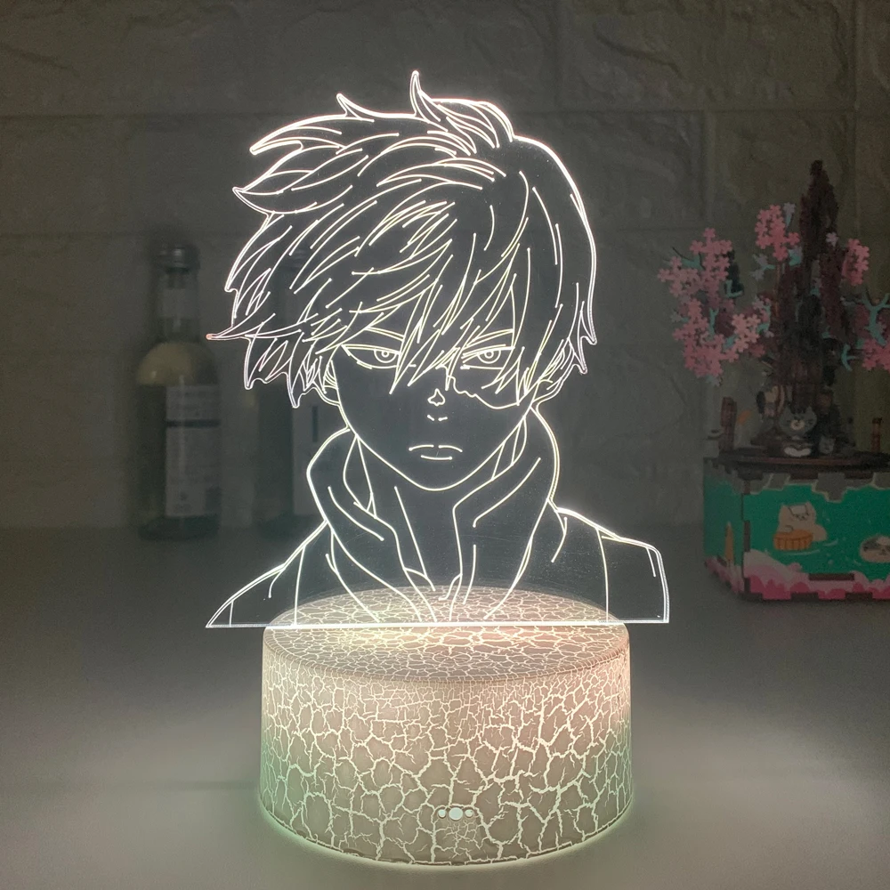 

LED Night Light Lamp Anime My Hero Academia Shoto Todoroki Face Design For Kids Child Boys Bedroom Decor Acrylic Table Lamp Gift