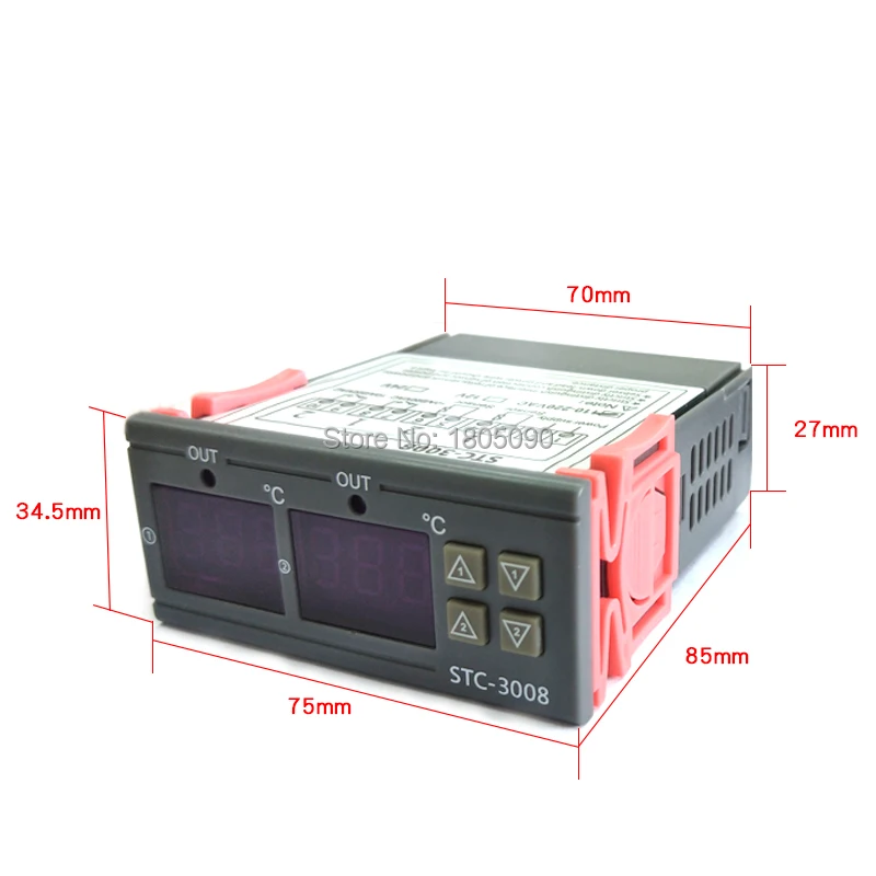 STC 3008 12V 24V 110 220V Двойной цифровой регулятор температуры два реле внешний термостат