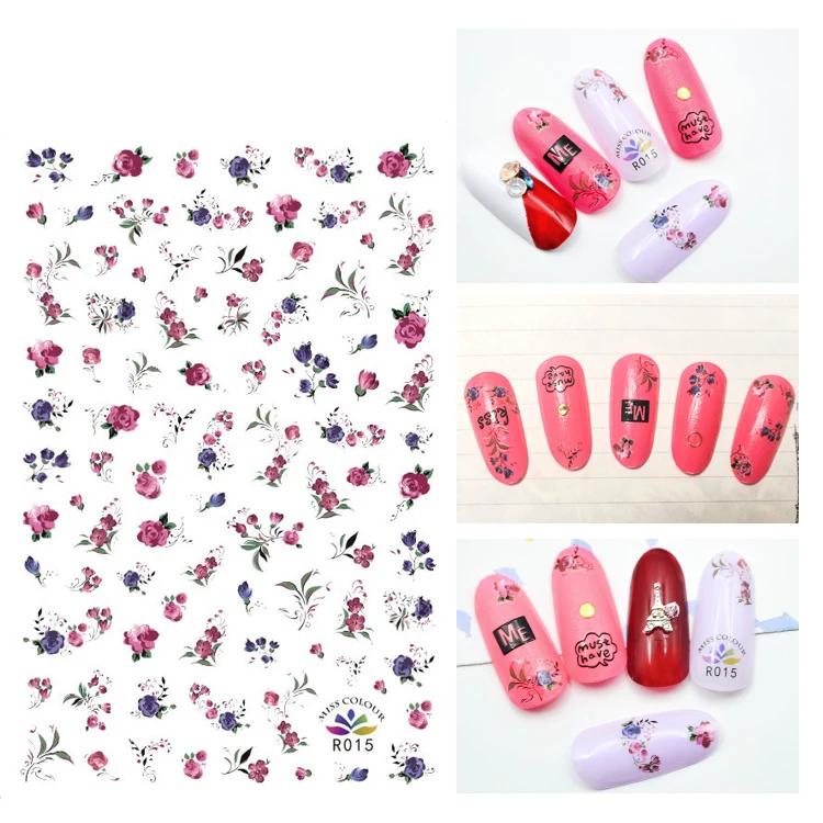 

Watercolor 3D Stickers for Nails Small fresh Flower Nail Sticker Foil Decals Nail Art Decorations Manicure Accessories