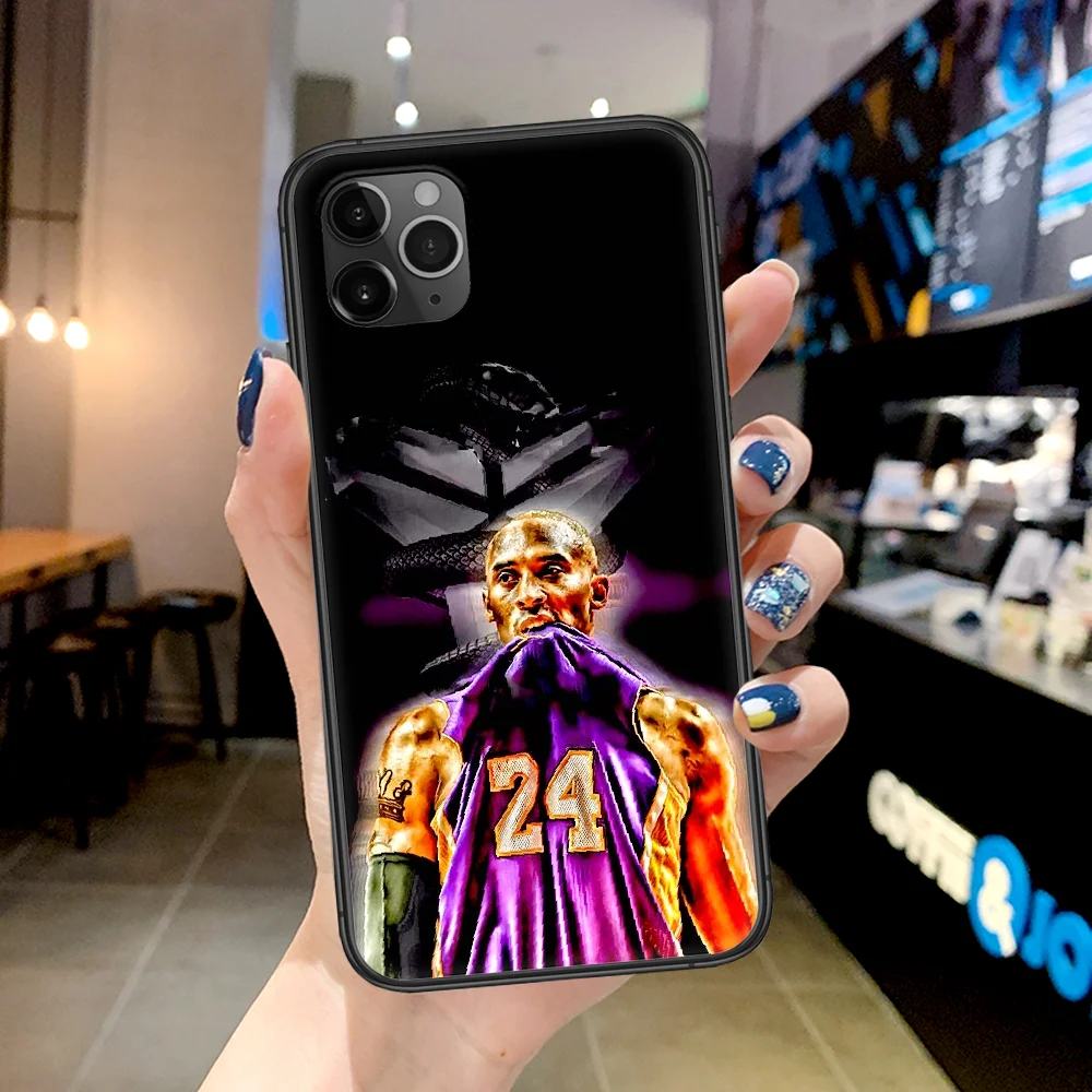 

Kobe-Black Basketball 24 Phone Case For Iphone 4 4s 5 5S SE 5C 6 6S 7 8 Plus X XS XR 11 12 Mini Pro Max 2020 black Etui Soft