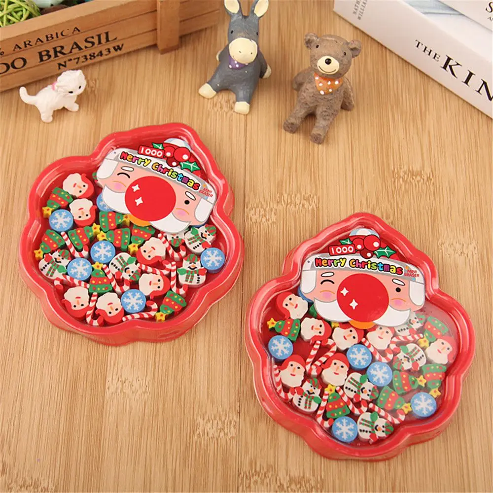 36Pcs/Box Cute Mini Christmas Series Erasers Kawaii Stationery for Kids Children Gifts Pencil Rubbers material escolar | Канцтовары для