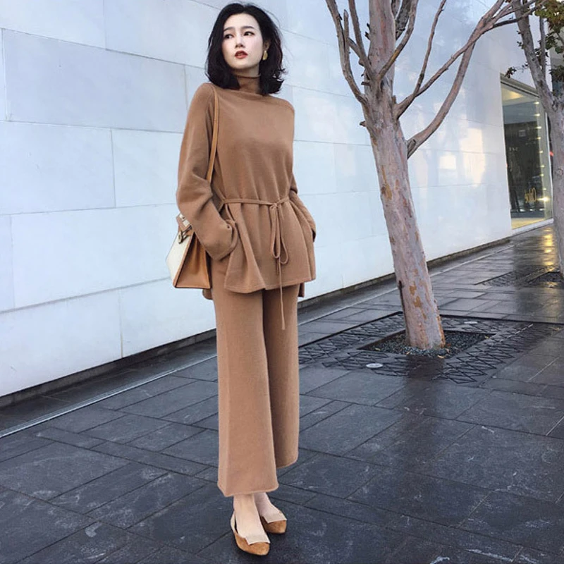 Женский трикотажный комплект из 2 предметов Осень зима 2019 модные повседневные