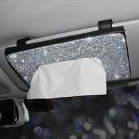1 pcs crystal car tissue box towel sets car sun visor tissue box holder auto interior storage decoration for bmw car accessories