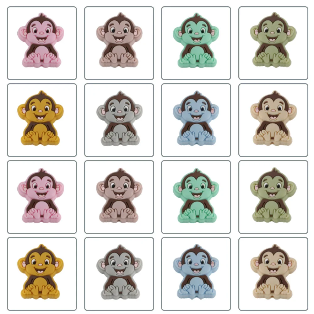 

Sunrony 50Pcs Animal Monkey Shape Silicone Beads Baby Molar Teether Bead DIY Pacifier Chain Jewelry Accessories