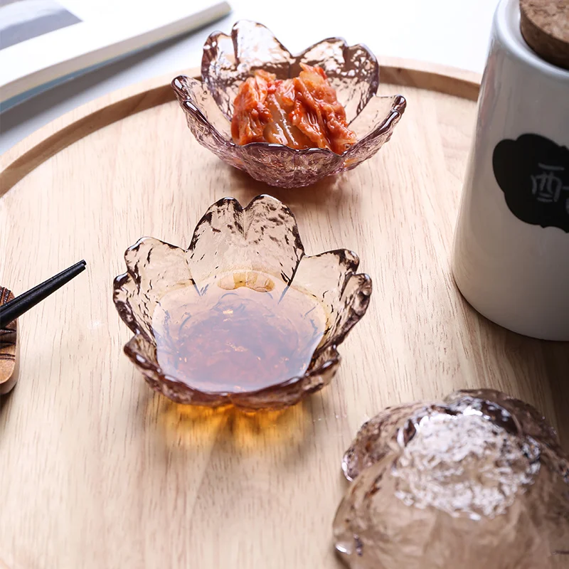 Креативная стеклянная тарелка для соуса с цветами вишни розовый оригинальный