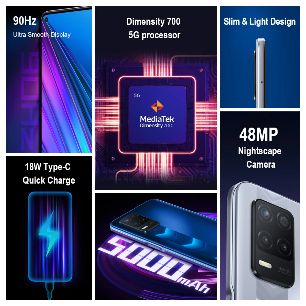 【750₽-150₽：Ucenka251】Realme Narzo 30 5G смартфон 4 Гб 128 Dimensity 700 6 5 '➐ Гц Дисплей 48MP тройной