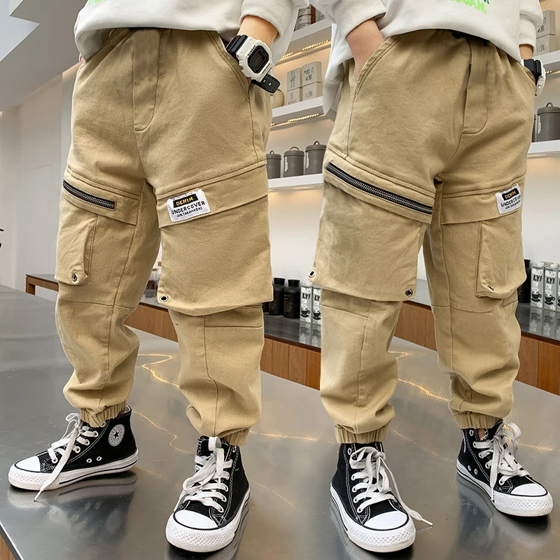 

High Quality Child Boys Casual Pants Multi-pocket Harem Cargo Pants Spring Autumn Trousers Trend 3 to 12 Years Childrens Clothes