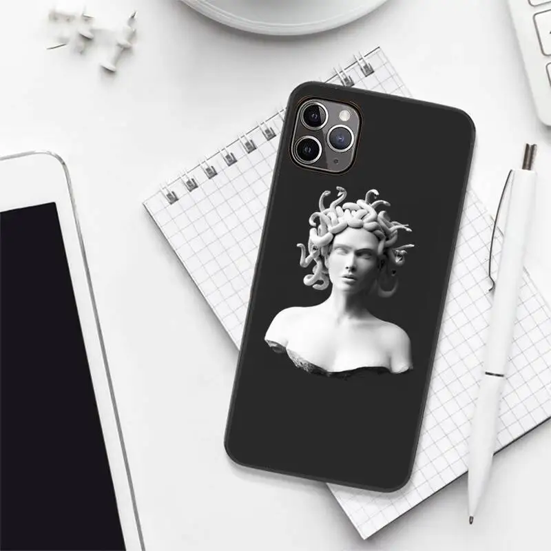 

David Michelangelo Medusa Statue Phone Case Candy Color for iPhone 6 7 8 11 12 s mini pro X XS XR MAX Plus protective coque