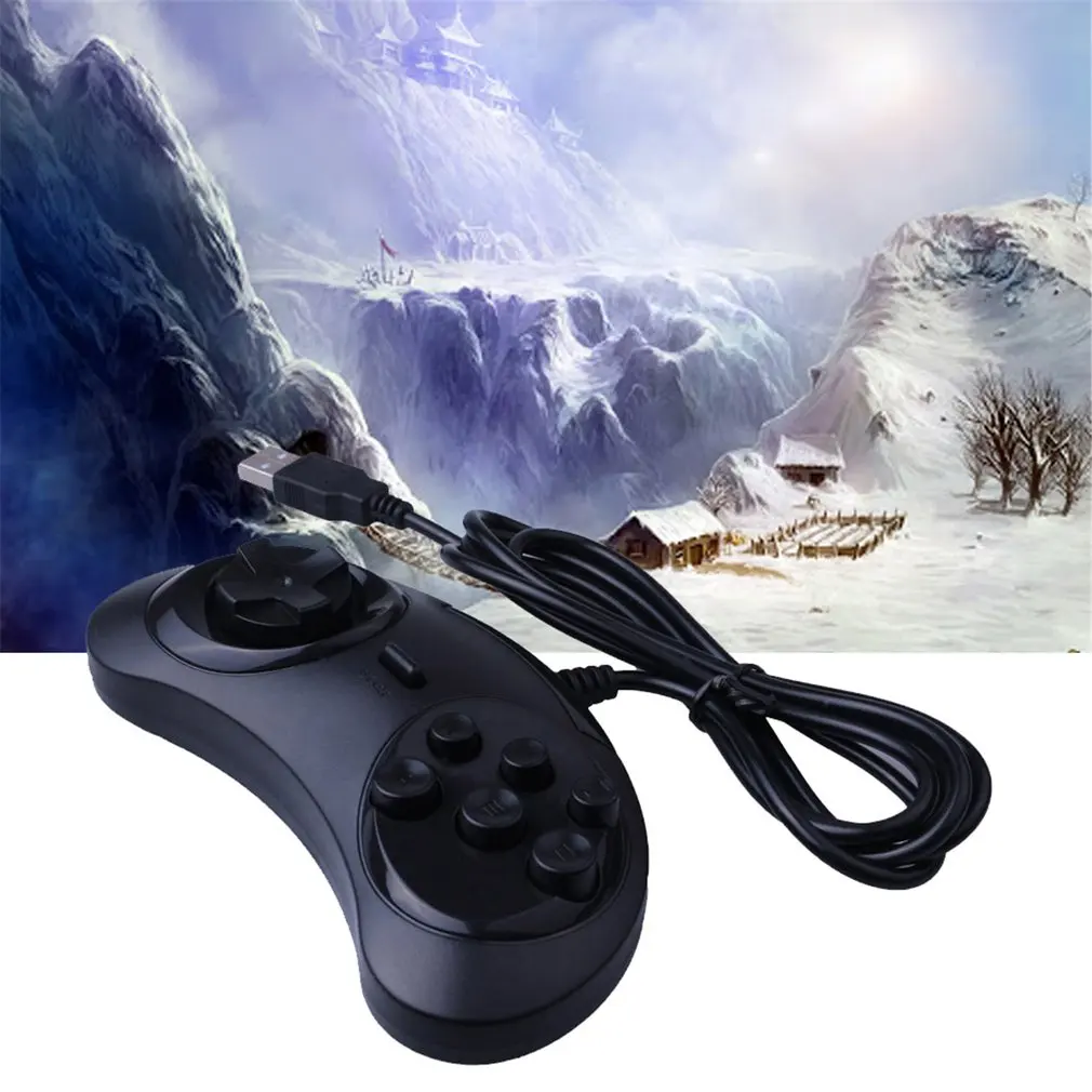 Фото 2022 проводной геймпад USB игровой контроллер с 6 кнопками для SEGA Классический 2022 проводной геймпад USB игровой контроллер с 6 кнопками для SEGA Классический