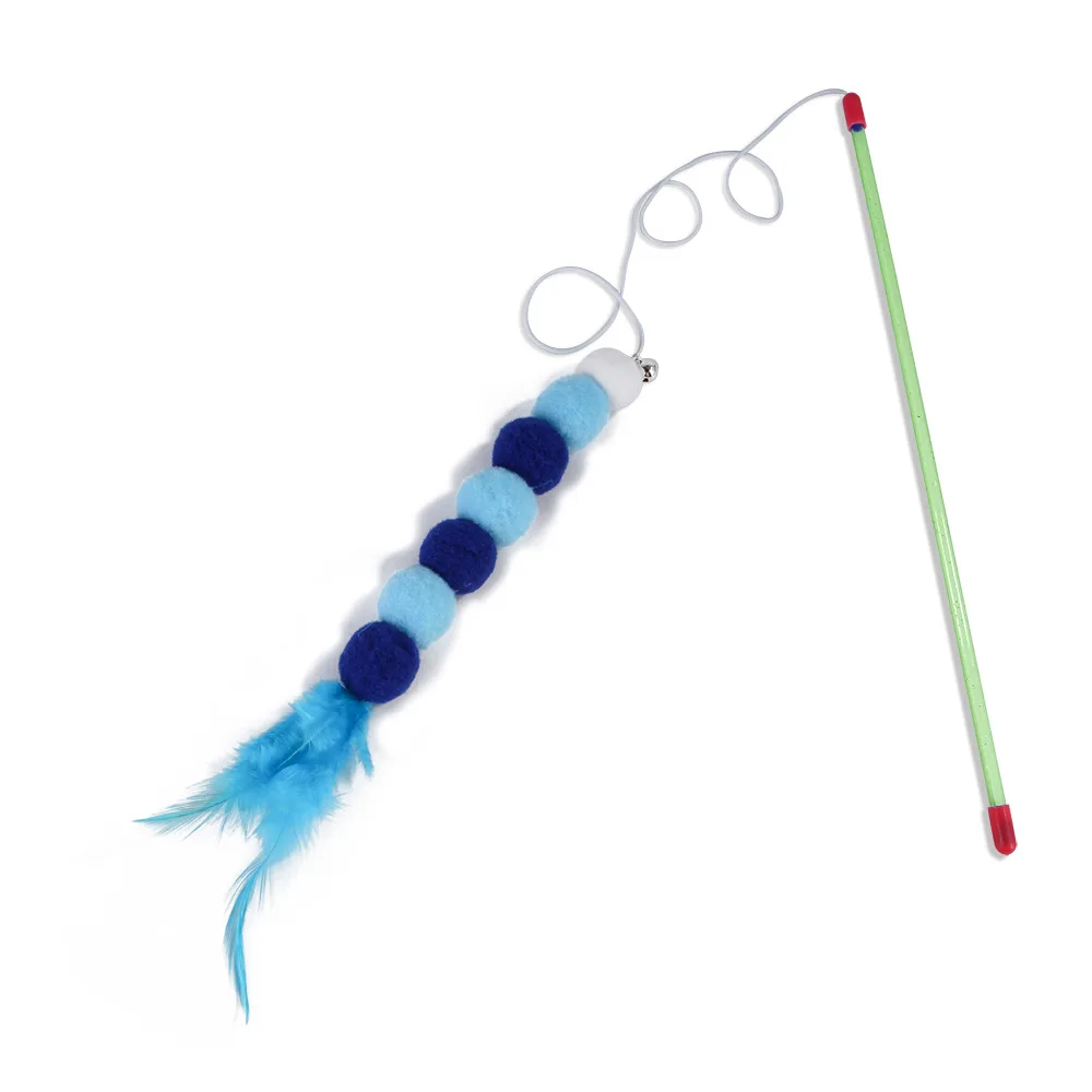 

Cute Cat Interactive Toy Soft Feather and Bell Beading Cat Accessories Wool Ball Fairy Stick Hair Ball Funny Cat Stick
