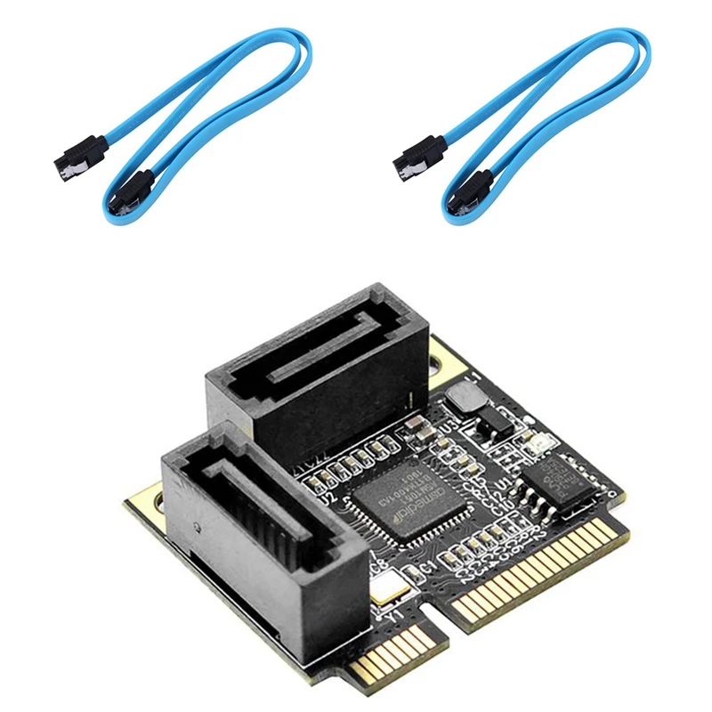 

2 Порты Mini PCI-E PCI Express SATA 3,0 конвертер жесткого приводной удлинитель карты с жесткими дисками SATA кабель для ПК компьютер