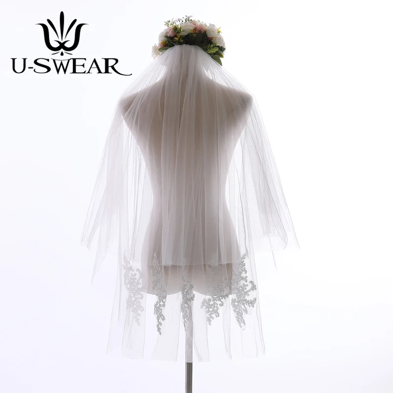 Фата Женская двухслойная с разрезами по краям элегантная мягкая белая свадебная