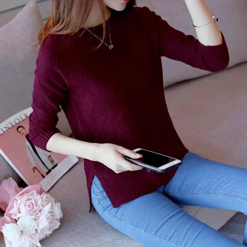 Fashion Ladies Full Sleeve Women Knitting Sweater Solid O-Neck Pullover Jumper Female Casual Knitted Girls Sweaters | Женская одежда