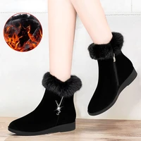 rabbit fur snow boots women thickened 2021 autumn and winter cotton shoes womens shoes plus velvet thick boots flat boots women