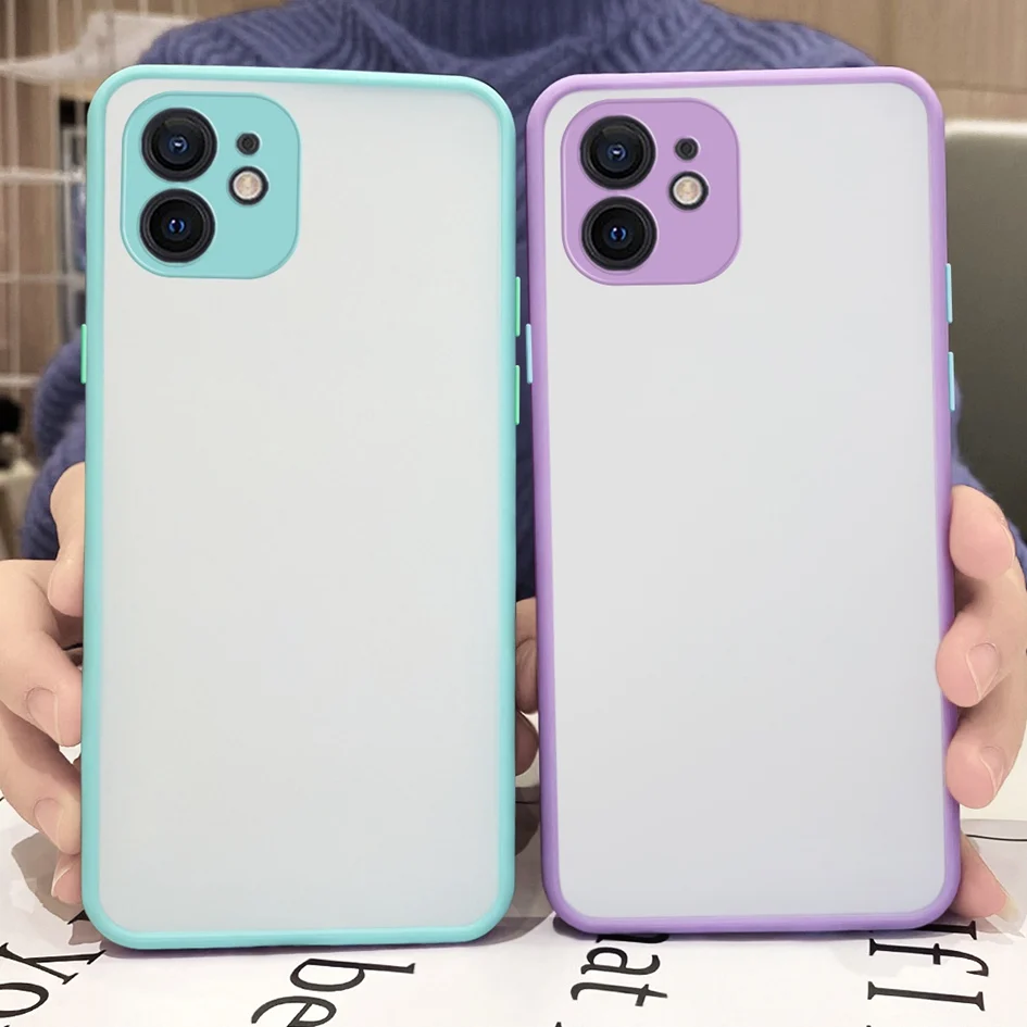 Luxury Transparent Phone Case For Apple iPhone 11 12 Pro Max Mini Camera Protection Candy Colors Back Cover Bumper | Мобильные
