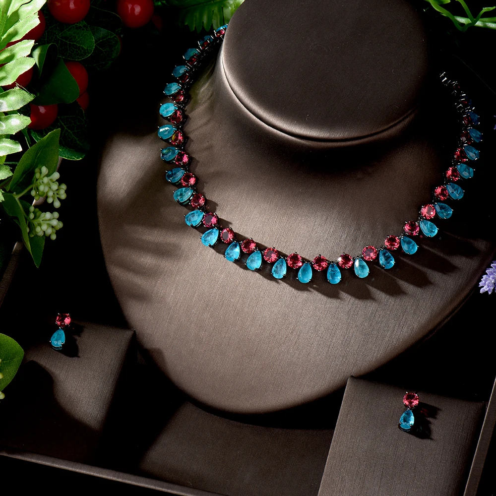 Hibrid Трендовое свадебное ожерелье серьги для женщин аксессуары полный кубический