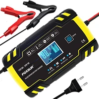 FOXSUR 12V-24V Car Battery Charger Pulse Repair LCD Display Car Battery Chargers Power Puls Repair Chargers Wet Dry Lead Acid