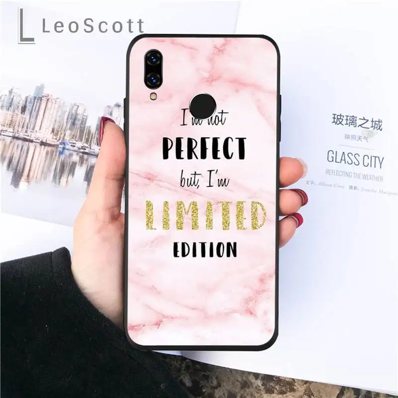 

Pink marble text luxury Phone Case For Huawei P9 P10 P20 P30 Pro Lite smart Mate 10 Lite 20 Y5 Y6 Y7 2018 2019