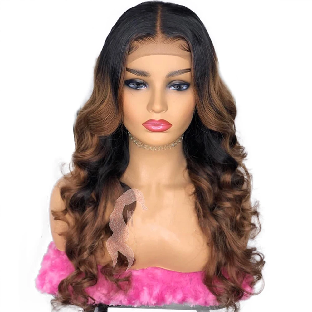 Eversilky 13x4 Lace Frontal Human Hair Wigs With Baby Hair Pre Plucked Brazilian Remy Body Wave Ombre Brown Highlights Color Wig