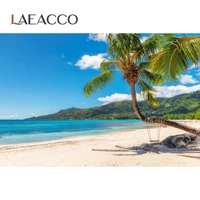 laeacco tropical backdrops sea beach palms tree swing island cloudy sky scenic photographic backgrounds photocall photo studio